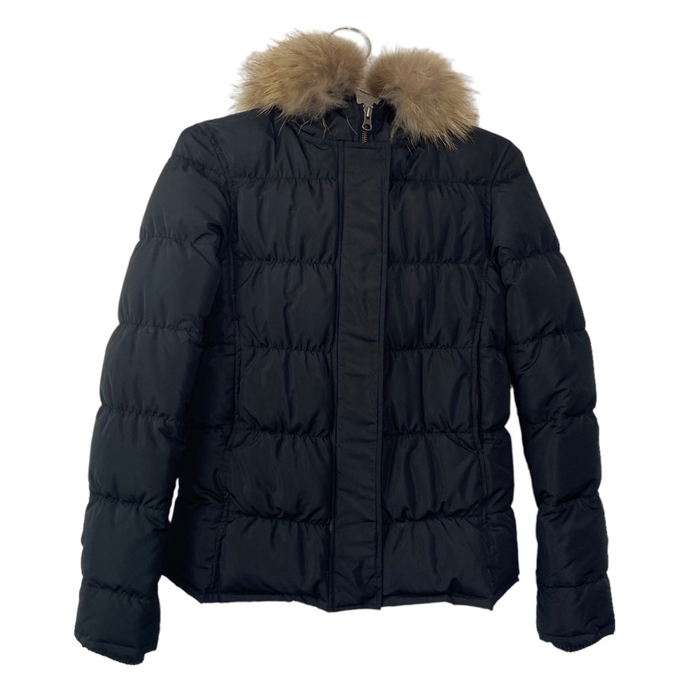 Theory Black Down Puffer Fur Lined Hooded‎ Coat